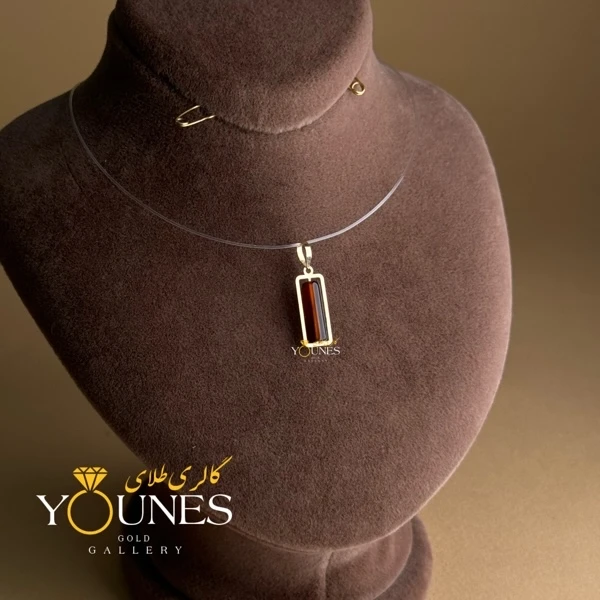 آویز طلا سنگ عقیق قرمز و سیاه